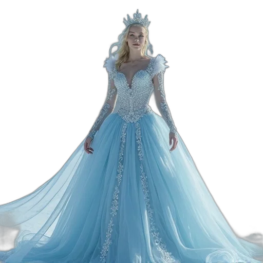 dress, crown, concept art, 3d render transparent PNG cut-out