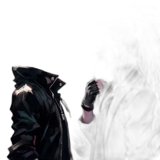 jacket, mask, hair, creature transparent PNG cut-out