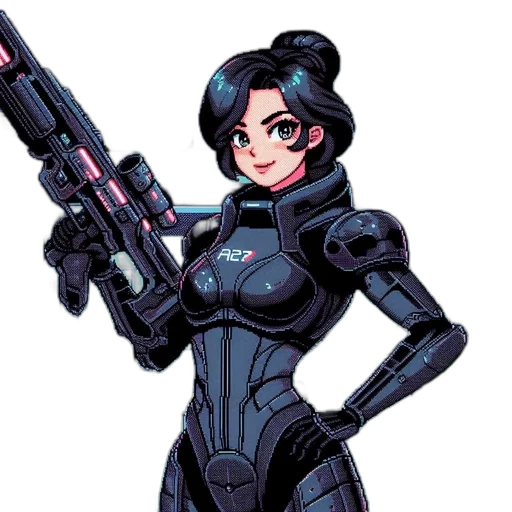 robot, weapon, pixel art, concept art transparent PNG cut-out