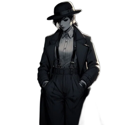 jacket, hat, staff, dress transparent PNG cut-out