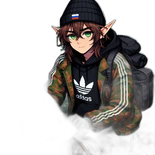 jacket, dragon, hat, weapon transparent PNG cut-out