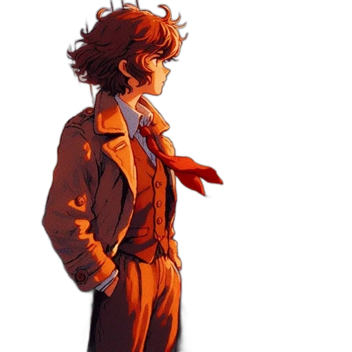 jacket, staff, face, concept art transparent PNG cut-out