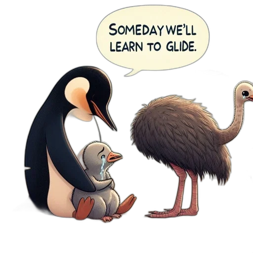 concept art, cartoon, two, penguins transparent PNG cut-out