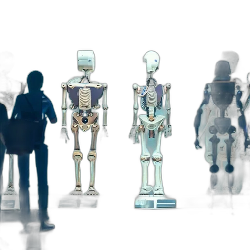 robot, concept art, 3d render, four transparent PNG cut-out