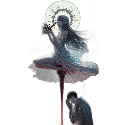 creature, staff, sword, dress transparent PNG cut-out