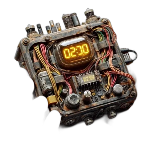 robot, cyberpunk, 3d render, worn-out transparent PNG cut-out