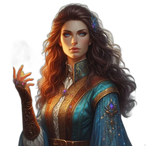 dress, jewelry, staff, face transparent PNG cut-out