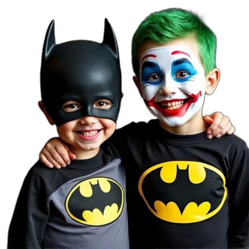 mask, photorealistic, two, children transparent PNG cut-out
