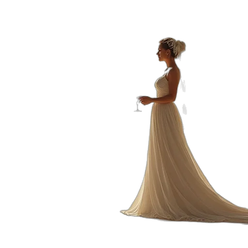 dress, jewelry, crown, staff transparent PNG cut-out