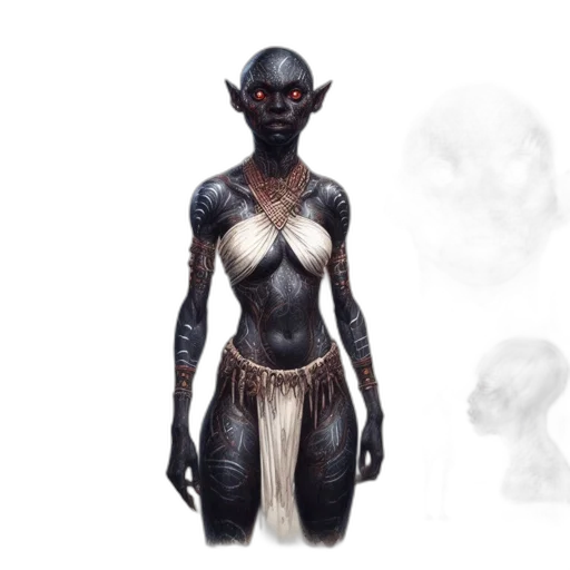 mask, creature, staff, dress transparent PNG cut-out