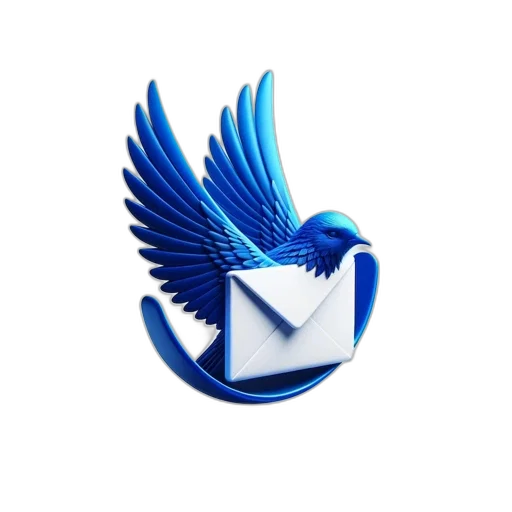 3d render, blue, bird, outstretched transparent PNG cut-out