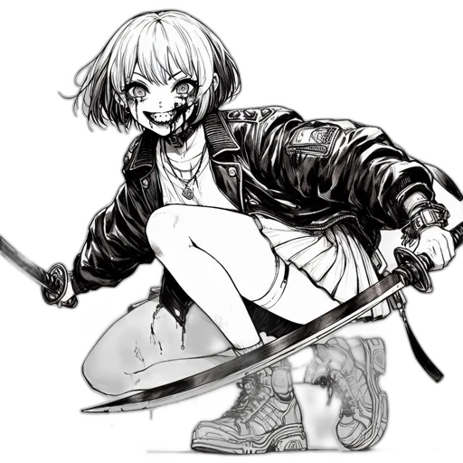 jacket, weapon, sword, creature transparent PNG cut-out