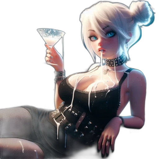 dress, jewelry, bottle, staff transparent PNG cut-out