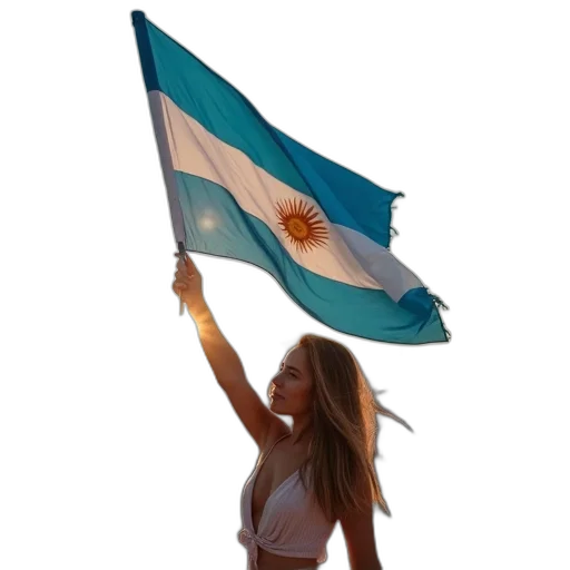 blue, woman, waving, argentina transparent PNG cut-out
