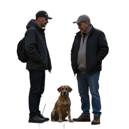 staff, jacket, hat, animal transparent PNG cut-out