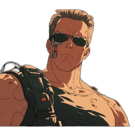 weapon, face, cyberpunk, comic book art transparent PNG cut-out