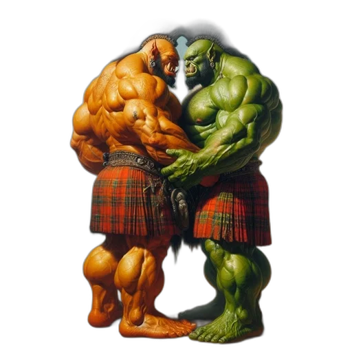 concept art, two, muscular, humanoid transparent PNG cut-out