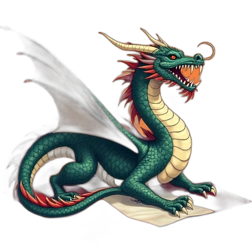 dragon, creature, staff, fantasy art transparent PNG cut-out