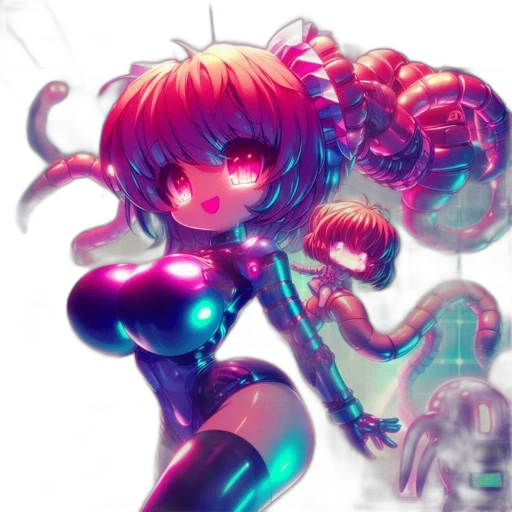 robot, creature, hair, cyberpunk transparent PNG cut-out