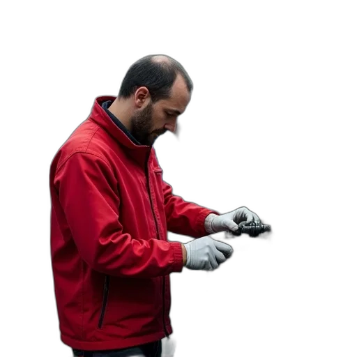 staff, jacket, robot, weapon transparent PNG cut-out