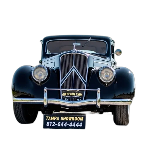 car, black, vintage, parked transparent PNG cut-out