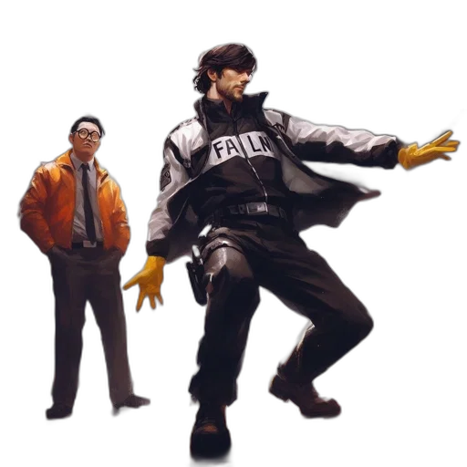jacket, concept art, fire, two transparent PNG cut-out
