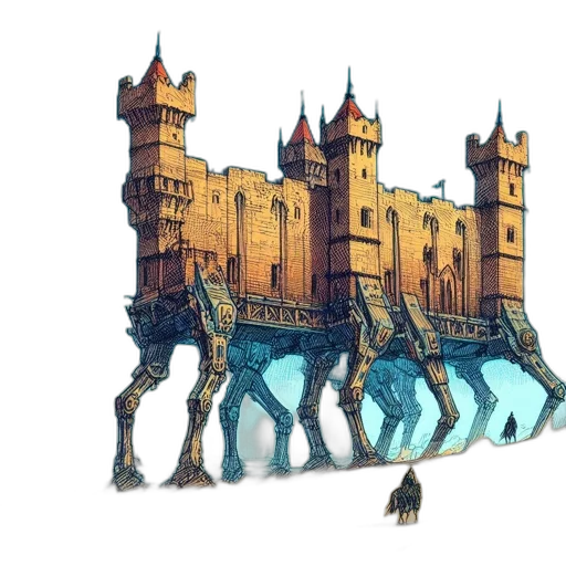 dragon, robot, crown, building transparent PNG cut-out