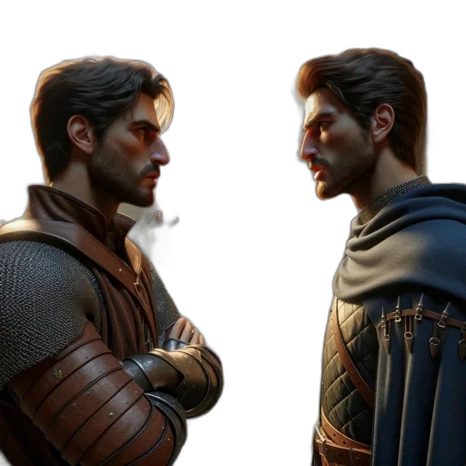 sword, face, jacket, concept art transparent PNG cut-out