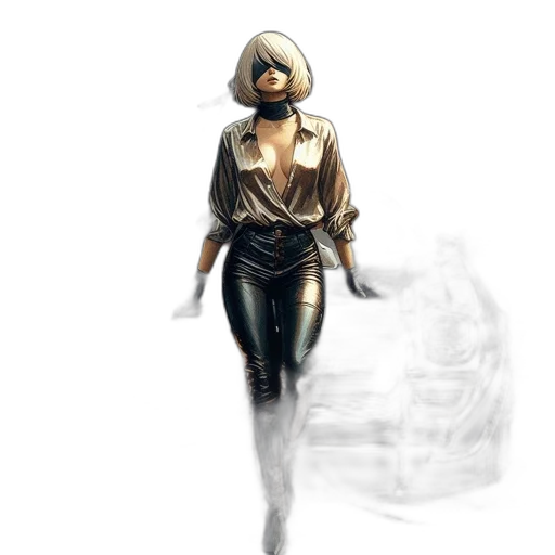 mask, jacket, staff, robot transparent PNG cut-out