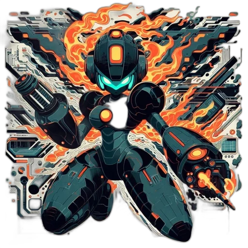 robot, concept art, pixel art, comic book art transparent PNG cut-out