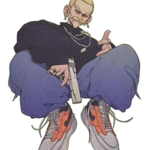 jacket, weapon, staff, shoes transparent PNG cut-out