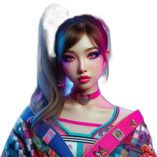face, robot, dress, vaporwave transparent PNG cut-out