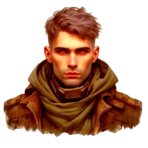 jacket, face, staff, concept art transparent PNG cut-out