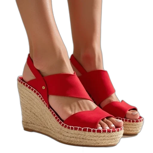 shoes, 3d render, red, wedged transparent PNG cut-out