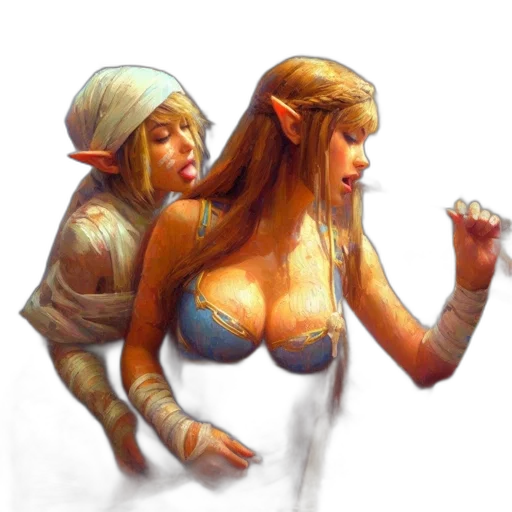 concept art, fantasy art, oil painting, pixel art transparent PNG cut-out