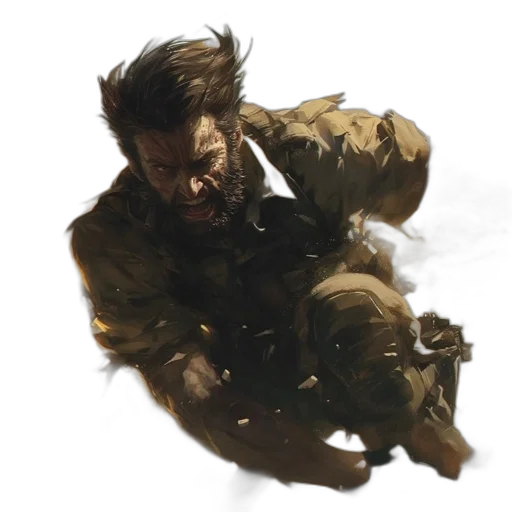 weapon, jacket, face, concept art transparent PNG cut-out
