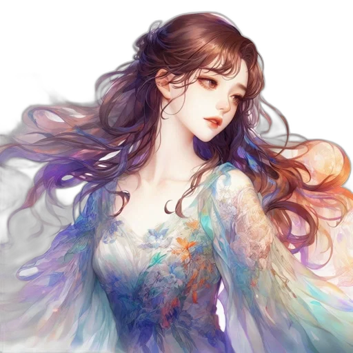 dress, dragon, face, fantasy art transparent PNG cut-out