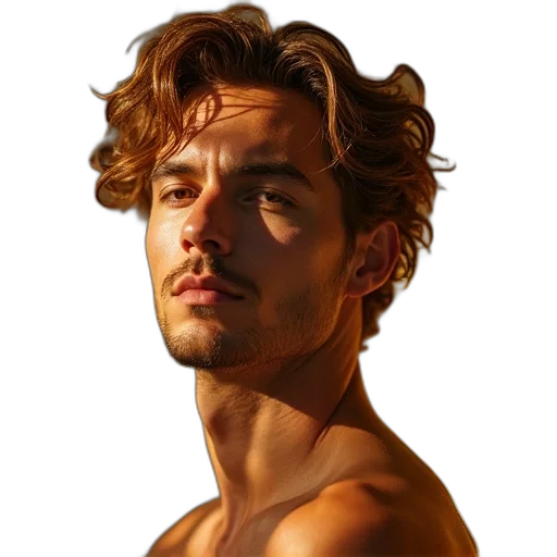 face, hair, crown, staff transparent PNG cut-out