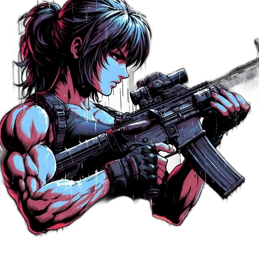 weapon, comic book art, anime, cyberpunk transparent PNG cut-out