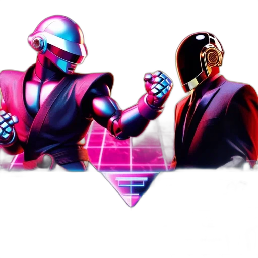 robot, vaporwave, concept art, pixel art transparent PNG cut-out