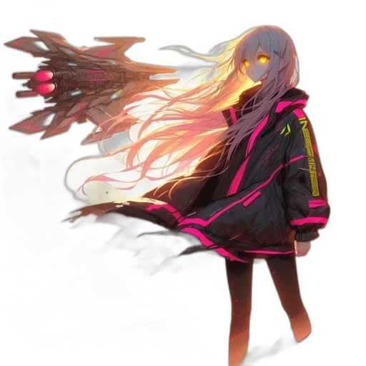 jacket, dress, hair, creature transparent PNG cut-out