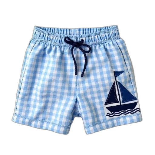 blue, gingham, shorts, boys transparent PNG cut-out