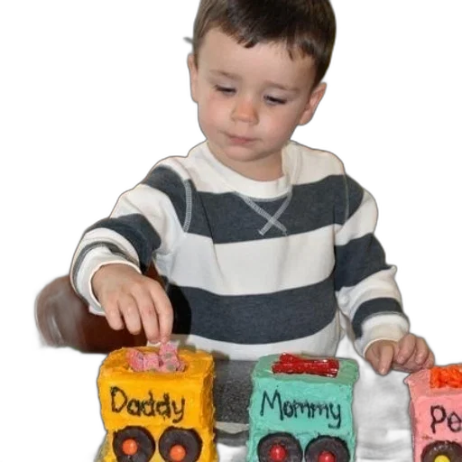 young, child, decorates, train-themed transparent PNG cut-out