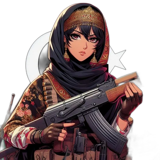 weapon, face, jacket, anime transparent PNG cut-out