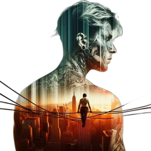 cyberpunk, concept art, comic book art, individual transparent PNG cut-out