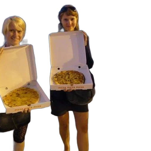 food, three, women, hold transparent PNG cut-out