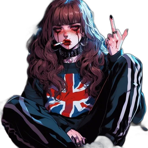 jacket, hair, anime, vaporwave transparent PNG cut-out