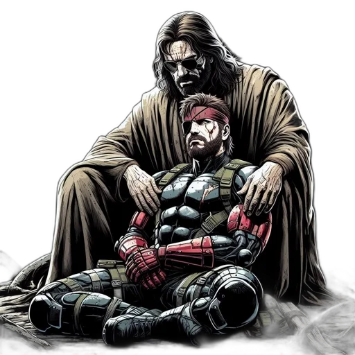 comic book art, concept art, two, characters transparent PNG cut-out