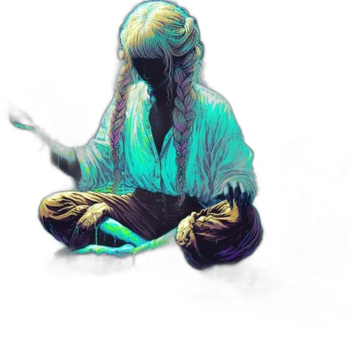 creature, mask, jacket, staff transparent PNG cut-out