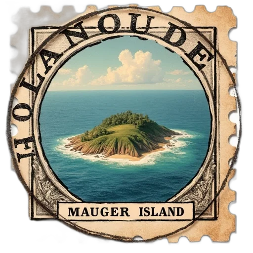 beach, vintage, stamp, label transparent PNG cut-out